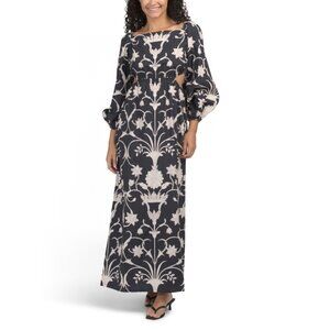 BEYOND BY VERA Black Multi Avery Block Print Maxi Dress With Cut Out Accents